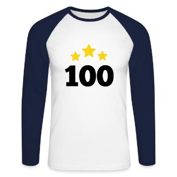 100 Years Star - 100th Anniversary Gift - Unisex Long Sleeve Baseball T-Shirt - white/navy - Front - Nik (191cm)