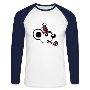 Maus Geburtstagsfeier Geburtstag Feiern Party Hut - Unisex Baseballshirt langarm - Weiß/Navy - Vorne - Nik (191cm)