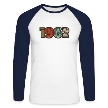 1962 retro vintage - Unisex Long Sleeve Baseball T-Shirt - white/navy - Front - Nik (191cm)