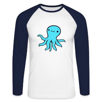 Pieuvre, Pieuvre, Pieuvre, Calmar, Céphalopode, Mignon, Mignon - T-shirt baseball manches longues Homme - blanc/marine - Devant - Nik (191cm)