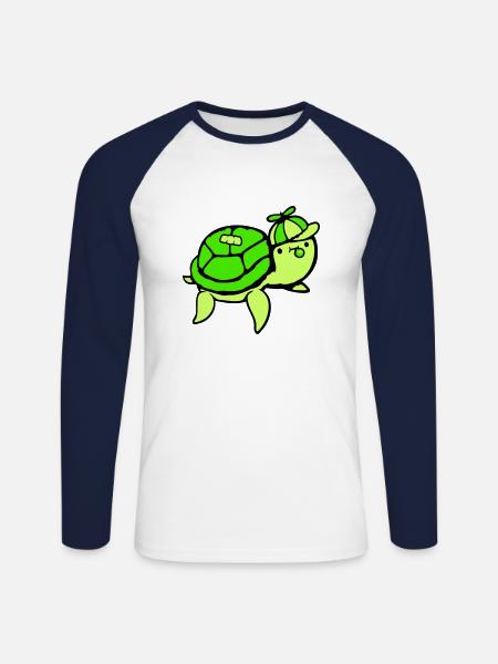 Wasserschildkröte Kind Teenager Cap Kaugummiblase - Unisex Baseballshirt langarm - Weiß/Navy
