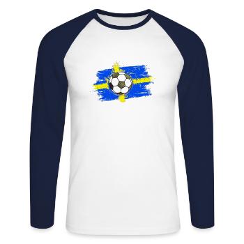 Football Sweden 02 - Unisex Long Sleeve Baseball T-Shirt - white/navy - Front - Nik (191cm)