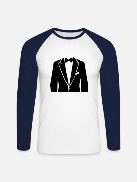 Fliege Kostüm - Unisex Baseballshirt langarm - Weiß/Navy