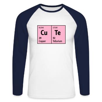 Tableau périodique des éléments CuTe mignon mignon gentil - T-shirt baseball manches longues Homme - blanc/marine - Devant - Nik (191cm)
