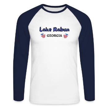 Lake Rabun Georgia beautiful - Unisex Long Sleeve Baseball T-Shirt - white/navy - Front - Nik (191cm)