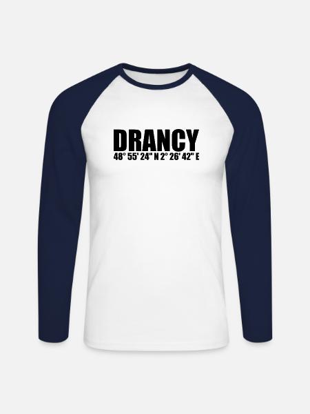 Drancy coordinates - Unisex Long Sleeve Baseball T-Shirt - white/navy
