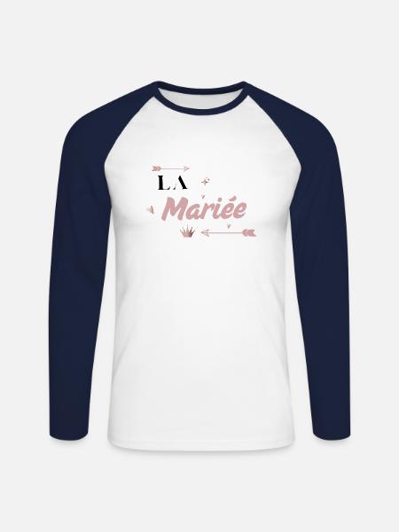 Die Braut Pink Arrow - Unisex Baseballshirt langarm - Weiß/Navy