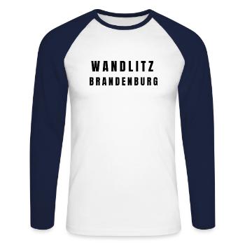 Wandlitz Brandenburg - Unisex Long Sleeve Baseball T-Shirt - white/navy - Front - Nik (191cm)