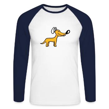 Dog Big Nose Cute Happy Pet Funny Cool - Unisex Long Sleeve Baseball T-Shirt - white/navy - Front - Nik (191cm)