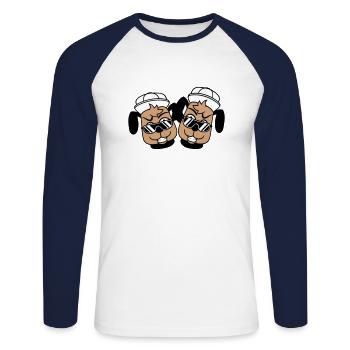 2 DJ chiens lunettes de soleil adolescent casquette casquette équipe - T-shirt baseball manches longues Homme - blanc/marine - Devant - Nik (191cm)