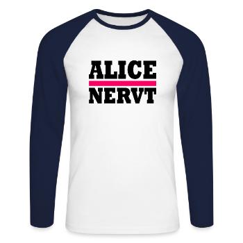 Alice nervt - Unisex Baseballshirt langarm - Weiß/Navy - Vorne - Nik (191cm)