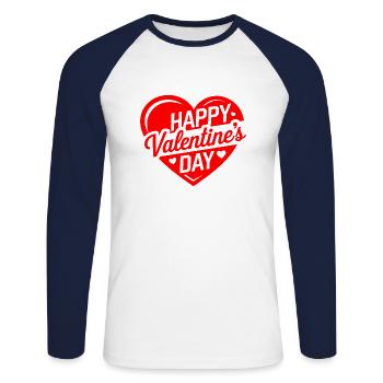 Happy Valentine's Day 2025 T-shirt gift for him - Unisex Long Sleeve Baseball T-Shirt - white/navy - Front - Nik (191cm)