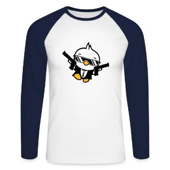 Bird 2 Gun Guns Agent Sunglasses Cool - Unisex Long Sleeve Baseball T-Shirt - white/navy - Front - Nik (191cm)