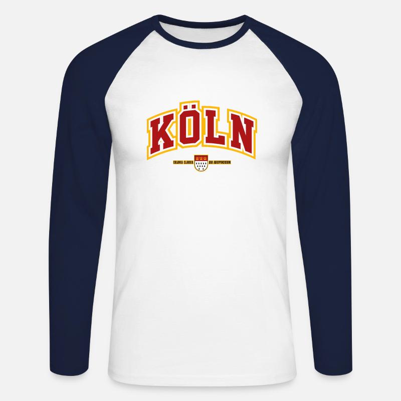 KÖLN - Unisex Baseballshirt langarm - Weiß/Navy