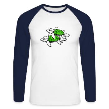 2 Water Turtles Surfer Surfing Surfboard Cute - Unisex Long Sleeve Baseball T-Shirt - white/navy - Front - Nik (191cm)