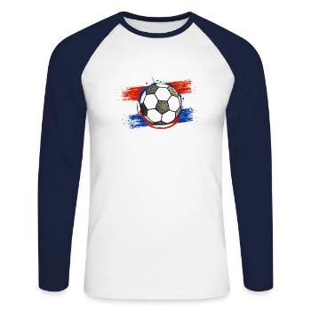 Football Netherlands (Nederland) 01 - Unisex Long Sleeve Baseball T-Shirt - white/navy - Front - Nik (191cm)