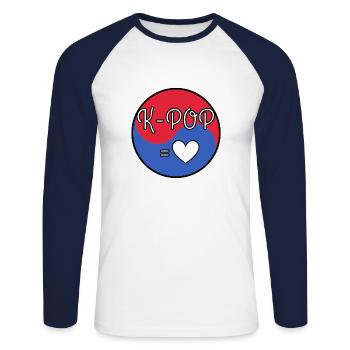 K POP is Love - Unisex Baseballshirt langarm - Weiß/Navy - Vorne - Nik (191cm)