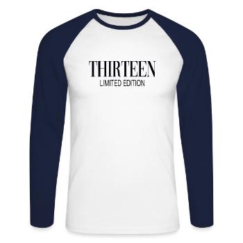 13 ans 13 ans cadeau d’adolescent - T-shirt baseball manches longues Homme - blanc/marine - Devant - Nik (191cm)