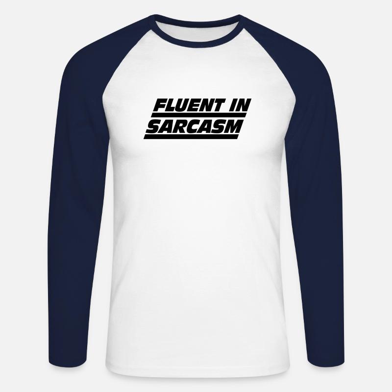 Fließend in Sarkasmus - Unisex Baseballshirt langarm - Weiß/Navy