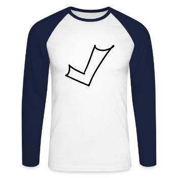 Haken Emoji Skizze Zeichnung - Unisex Baseballshirt langarm - Weiß/Navy - Vorne - Nik (191cm)