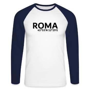 Coordonnées roms - T-shirt baseball manches longues Homme - blanc/marine - Devant - Nik (191cm)
