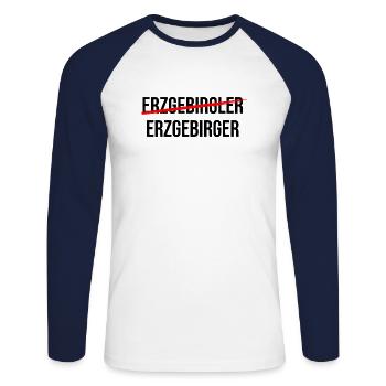 Ein Echter Erzgebirger - Unisex Baseballshirt langarm - Weiß/Navy - Vorne - Nik (191cm)