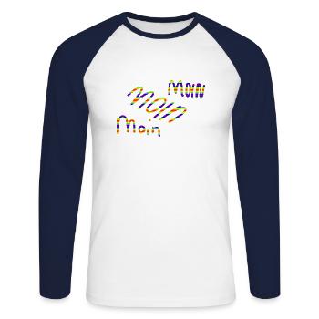 moin moin moin 3 - Unisex Baseballshirt langarm - Weiß/Navy - Vorne - Nik (191cm)