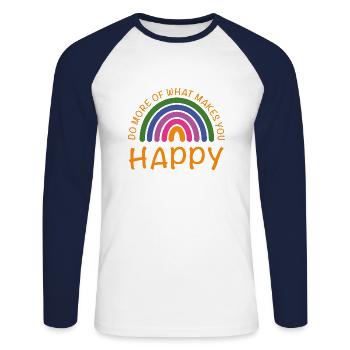 Arc-en-ciel - Faites plus de ce qui vous rend heureux - T-shirt baseball manches longues Homme - blanc/marine - Devant - Nik (191cm)