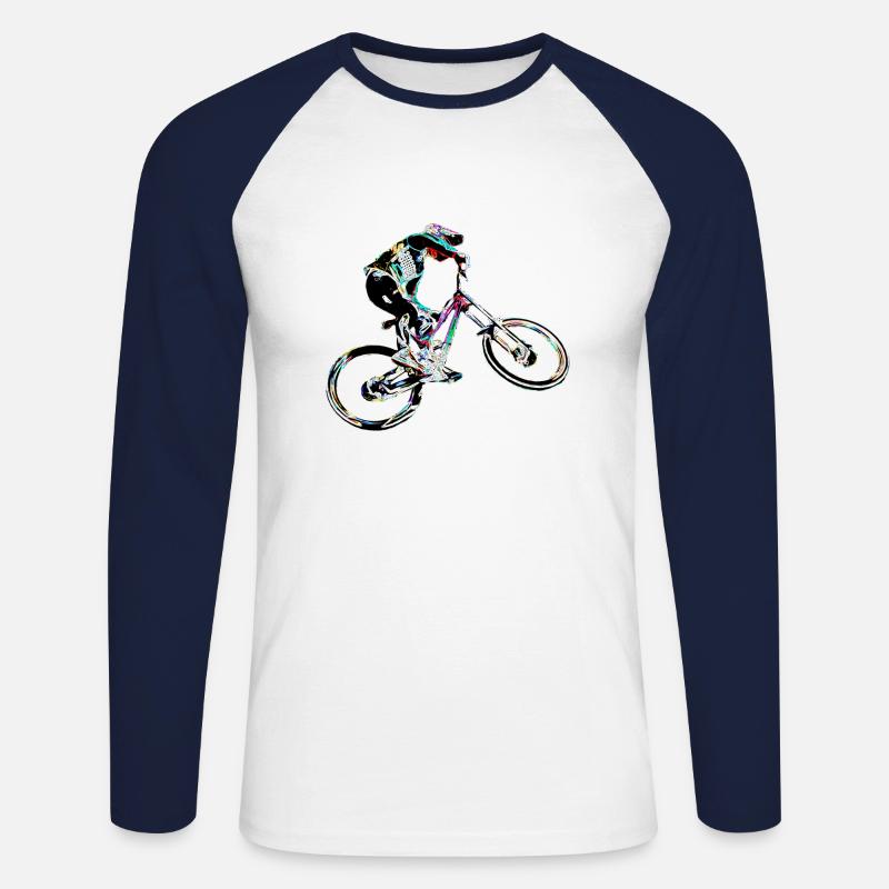 MTB MTB Downhill - Unisex Baseballshirt langarm - Weiß/Navy
