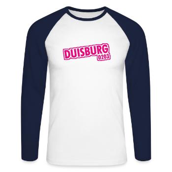 Duisburg - 0203 - Phone Code - NRW - Ruhrpott - Unisex Long Sleeve Baseball T-Shirt - white/navy - Front - Nik (191cm)