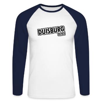 Duisburg - 0203 - Phone Code - NRW - Ruhrpott - Unisex Long Sleeve Baseball T-Shirt - white/navy - Front - Nik (191cm)