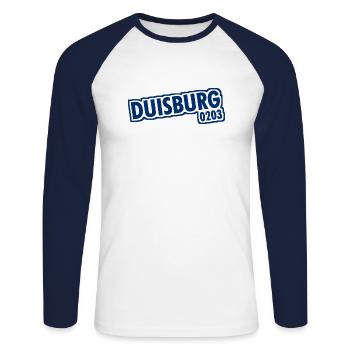 Duisburg - 0203 - Phone Code - NRW - Ruhrpott - Unisex Long Sleeve Baseball T-Shirt - white/navy - Front - Nik (191cm)