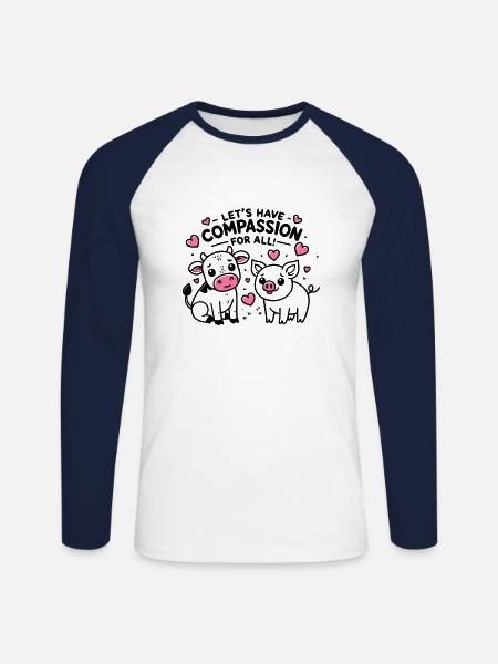 Compassion for all - Unisex Long Sleeve Baseball T-Shirt - white/navy