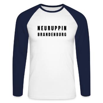 Neuruppin, Brandenburg - Unisex Long Sleeve Baseball T-Shirt - white/navy - Front - Nik (191cm)