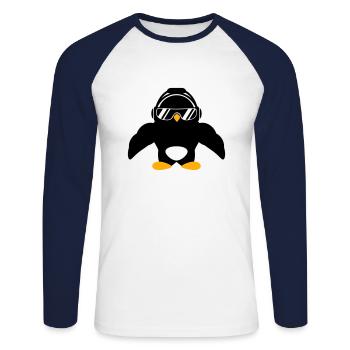 Penguin Bodybuilder Lunettes de soleil Casque Muscles - T-shirt baseball manches longues Homme - blanc/marine - Devant - Nik (191cm)