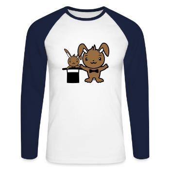 Bunny Wizard Chapeau Haut de forme Enfant 2 Bébé Sorcier Mignon - T-shirt baseball manches longues Homme - blanc/marine - Devant - Nik (191cm)