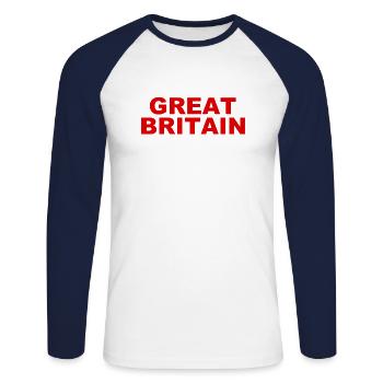 Great Britain - England - Soccer - Fußball - Unisex Baseballshirt langarm - Weiß/Navy - Vorne - Nik (191cm)