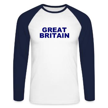 Great Britain - England - Soccer - Fußball - Unisex Baseballshirt langarm - Weiß/Navy - Vorne - Nik (191cm)