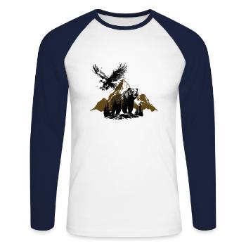 Nature - Unisex Baseballshirt langarm - Weiß/Navy - Vorne - Nik (191cm)