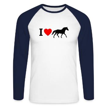J’aime l’autocollant islandais - T-shirt baseball manches longues Homme - blanc/marine - Devant - Nik (191cm)