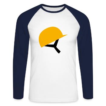 Baumeister Helm - Unisex Baseballshirt langarm - Weiß/Navy - Vorne - Nik (191cm)