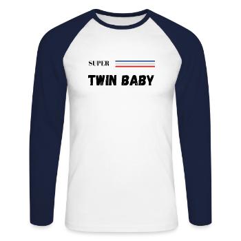 super twin baby - t-shirt assorti - T-shirt baseball manches longues Homme - blanc/marine - Devant - Nik (191cm)