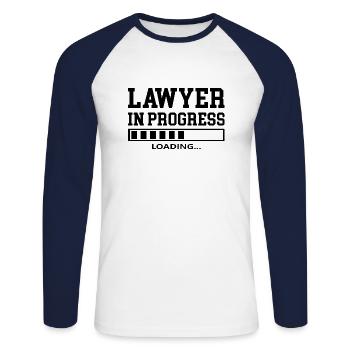 Avocat en cours Dire humour Avocat Droit - T-shirt baseball manches longues Homme - blanc/marine - Devant - Nik (191cm)