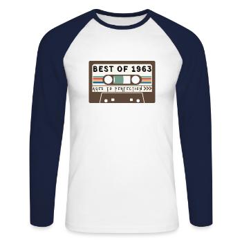 Best of 1963 - T-shirt baseball manches longues Homme - blanc/marine - Devant - Nik (191cm)