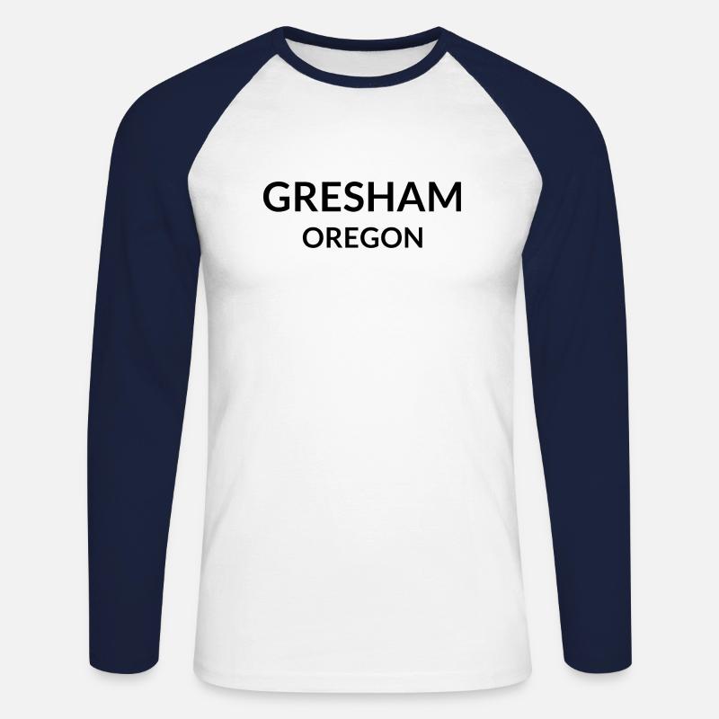 Gresham, Oregon, USA - Unisex Long Sleeve Baseball T-Shirt - white/navy