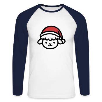 Christmas Cute Sheep - Unisex Long Sleeve Baseball T-Shirt - white/navy - Front - Nik (191cm)