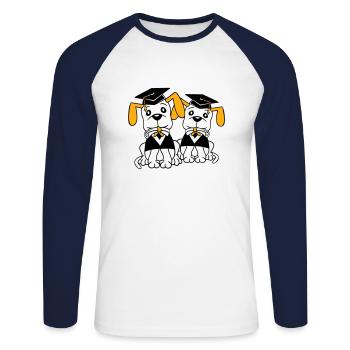 Hunde Schulabschluss Zeugnis Gymnasium College Abi - Unisex Baseballshirt langarm - Weiß/Navy - Vorne - Nik (191cm)