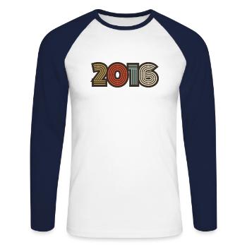 2016 Retro Jahrgang - Unisex Baseballshirt langarm - Weiß/Navy - Vorne - Nik (191cm)