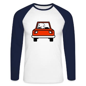 Vogel Auto fahren Autofahrer Führerschein mobil - Unisex Baseballshirt langarm - Weiß/Navy - Vorne - Nik (191cm)