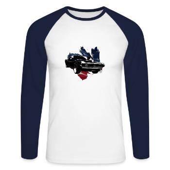 American Muscle Car - Unisex Long Sleeve Baseball T-Shirt - white/navy - Front - Nik (191cm)